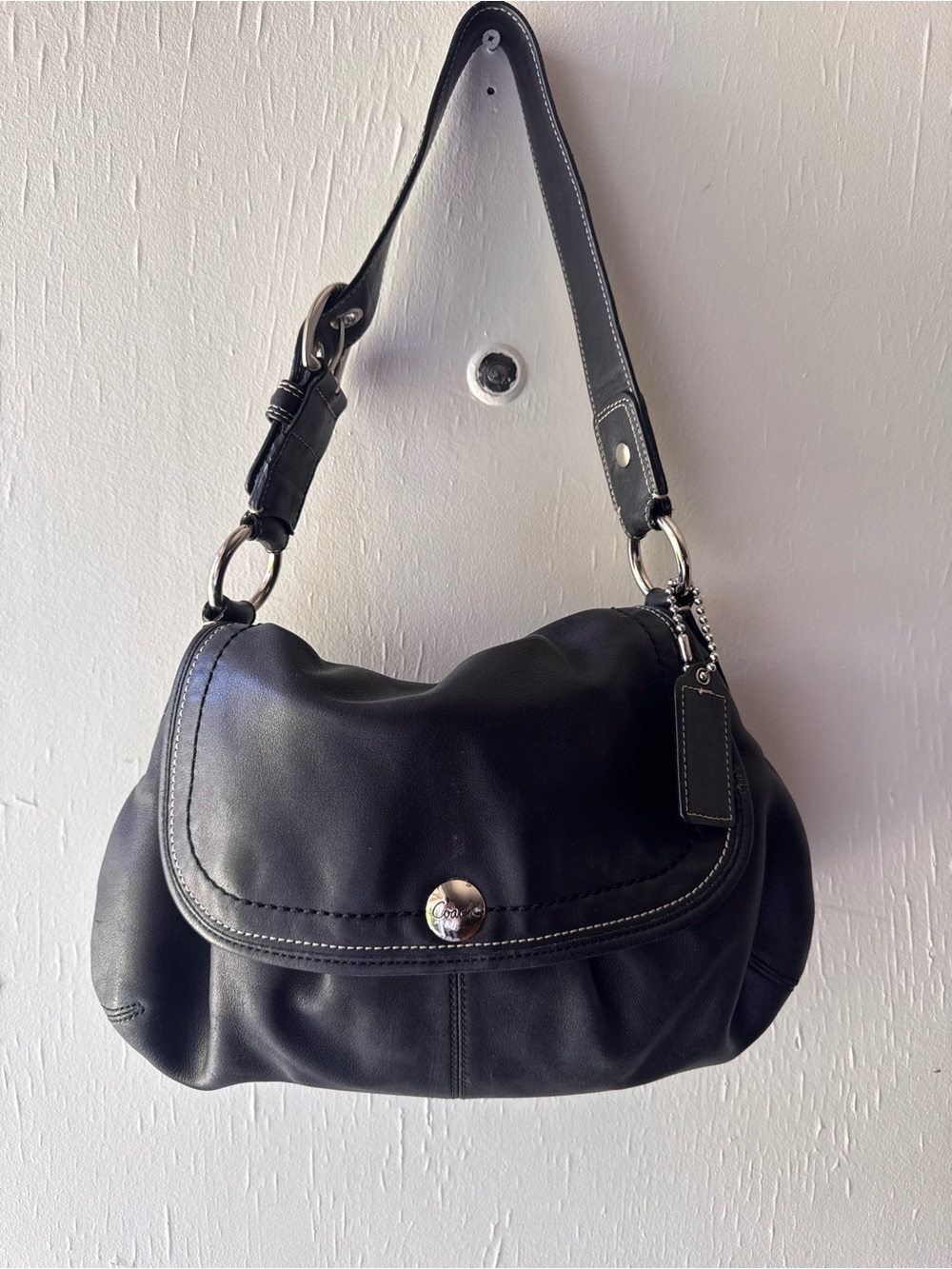 Vintage Coach Black Leather Soho Shoulder Bag
